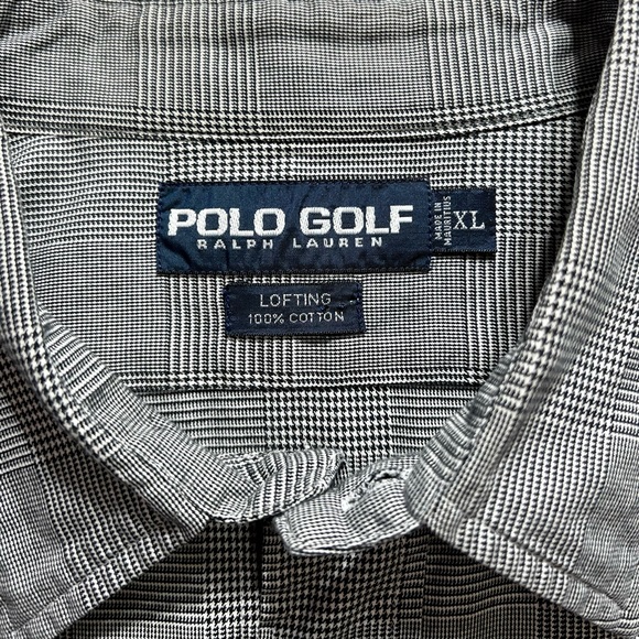 Polo Golf Mens Black White Plaid Long Sleeve Casual Work Buttondown Shirt - Picture 5 of 6